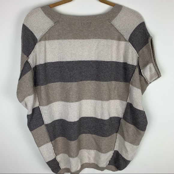 Splendid Beige Merino Wool and Alpaca Blend Striped Short Sleeve Soft Top - Picture 7 of 8